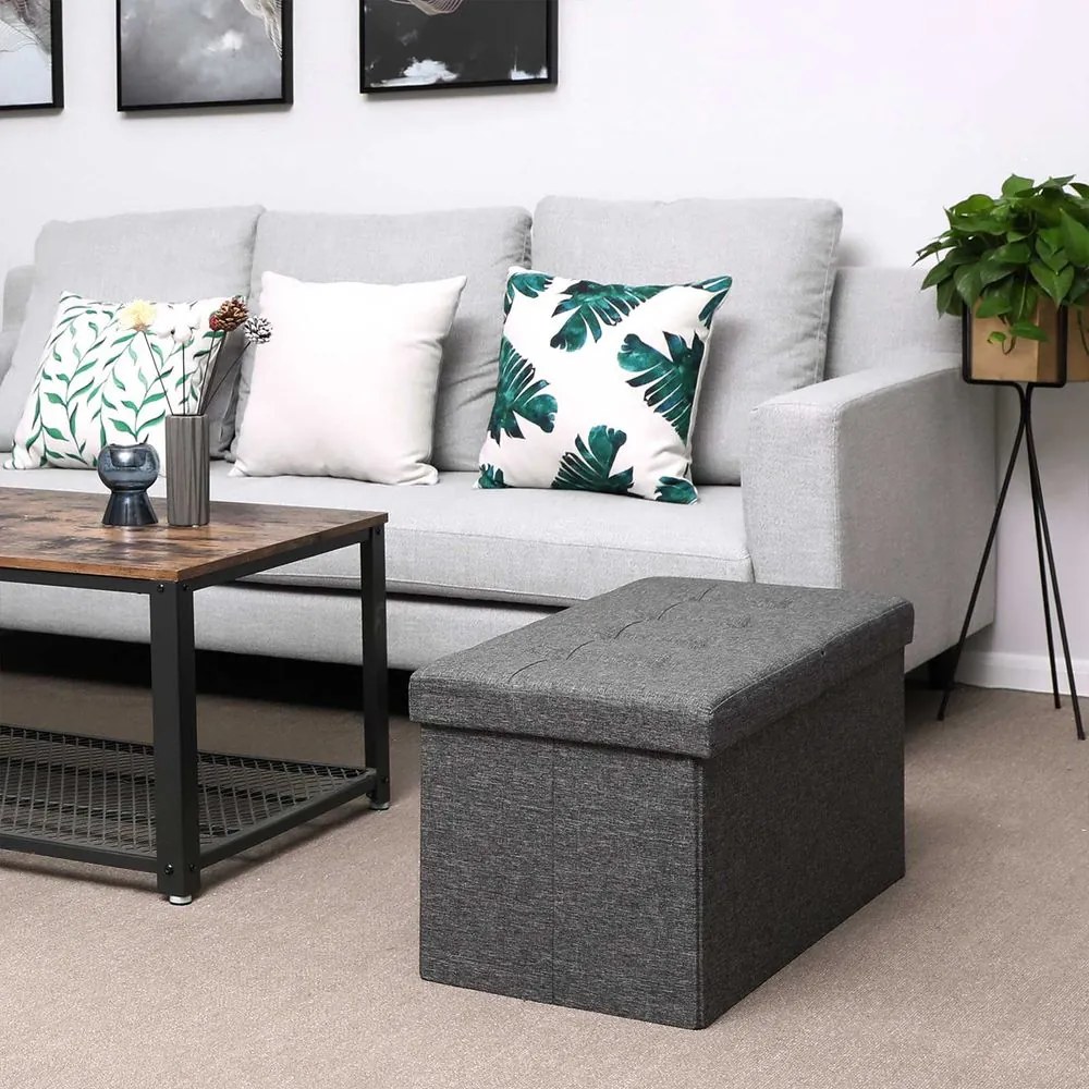 SongmicsHome OTO tárolós puff, 76x38x38cm, antracit