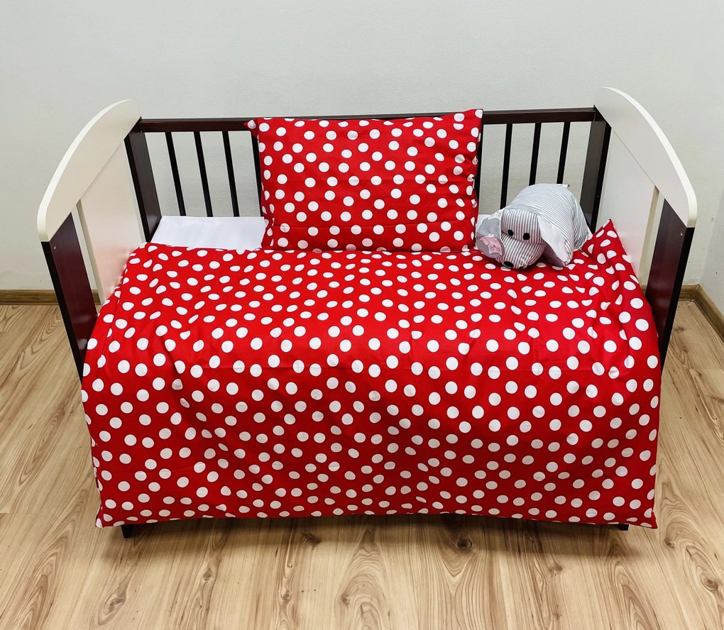Pamut ágynemű Dots piros TiaHome - Detský set 130x90cm + 65x45cm
