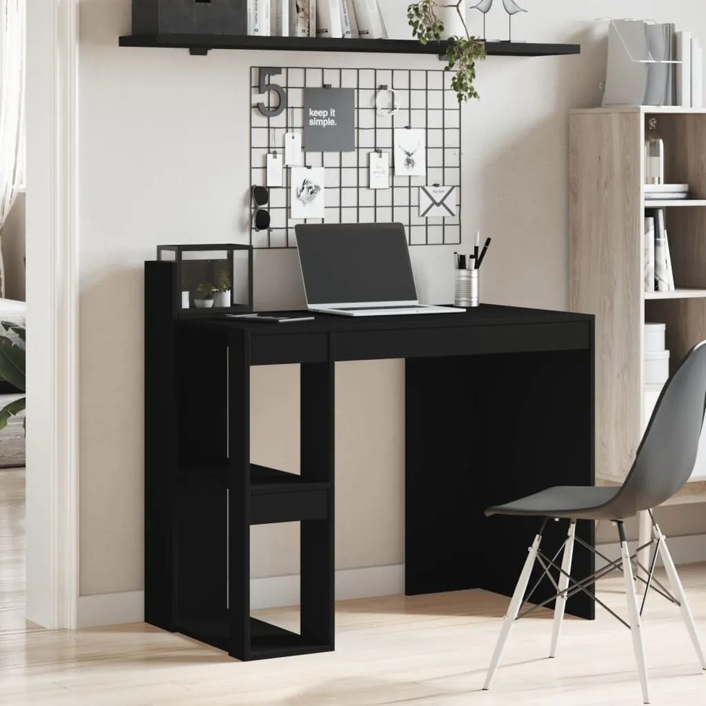 fekete szerelt fa irodai asztal 103,5 x 56,5 x 94 cm