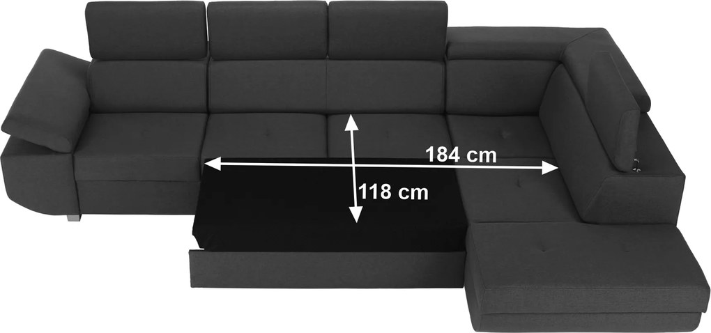 Ülőgarnitúra, sötétszürke, szövet Stark, jobbos, MAVIS