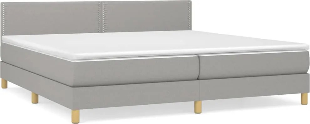 vidaXL világosszürke szövet rugós ágy matraccal 200 x 200 cm