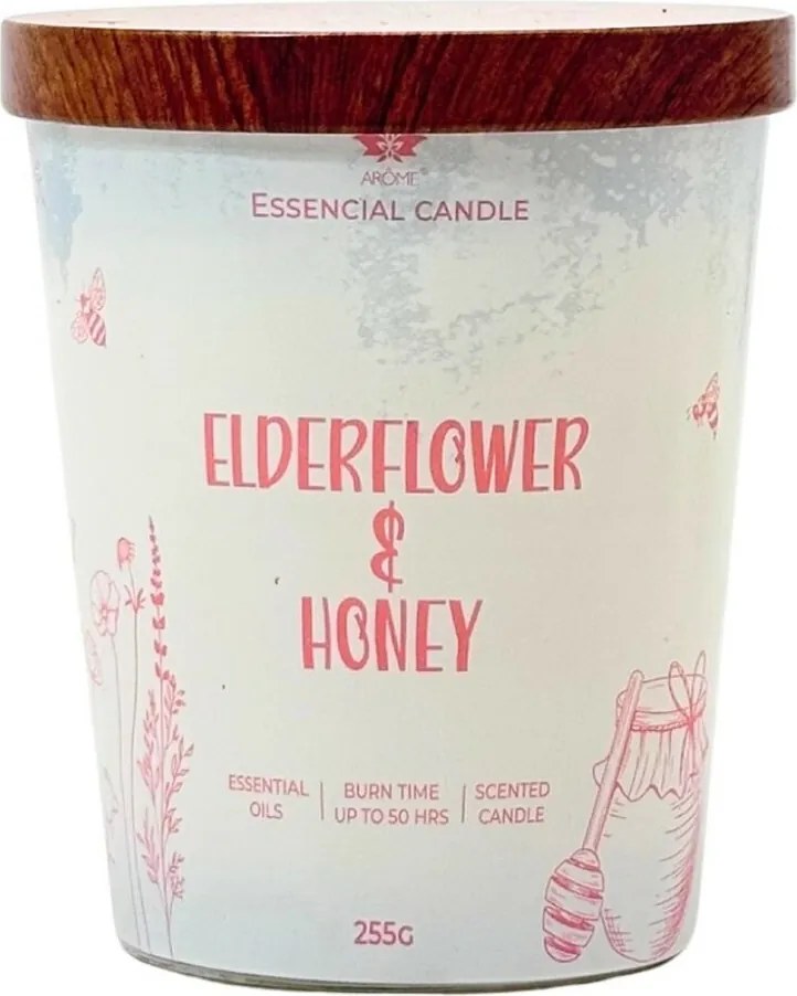 Arome Elderflower & Honey gyertya üvegben, fémfedéllel 255g