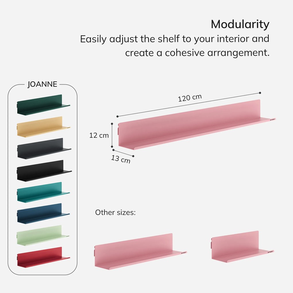 JOANNE fali polc 1200 mm, Fresh Style: púderrózsaszín