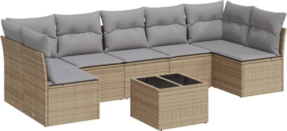 vidaXL 8 részes bézs polyrattan kerti ülőgarnitúra párnával