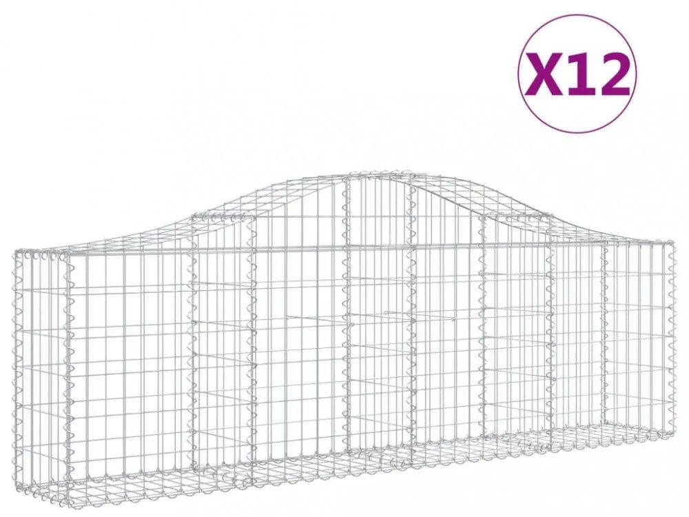 12 db íves horganyzott vas gabion kosár 200x30x60/80 cm