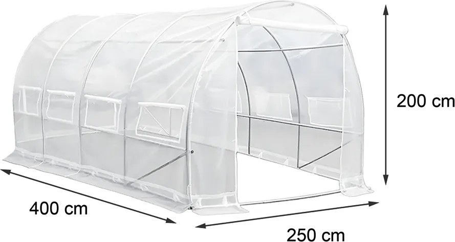 Melegház fólia 200x250x400 cm váz nélkül átlátszó
