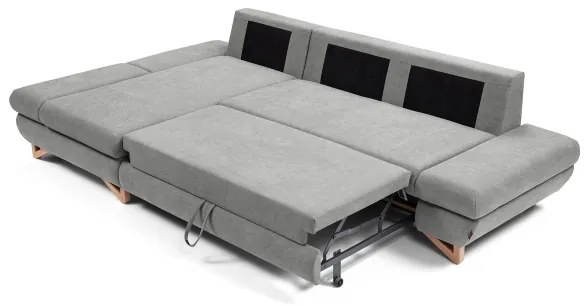 Ágyazható, balos elrendezésű L-alakú kárpitozott sarokülőgarnitúra AVESTA, szürke, tárolóval