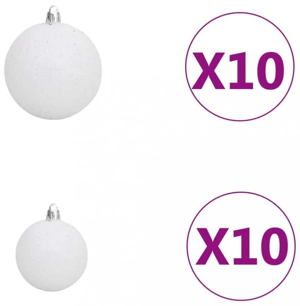 fekete PVC megvilágított műkarácsonyfa gömb szettel 210 cm