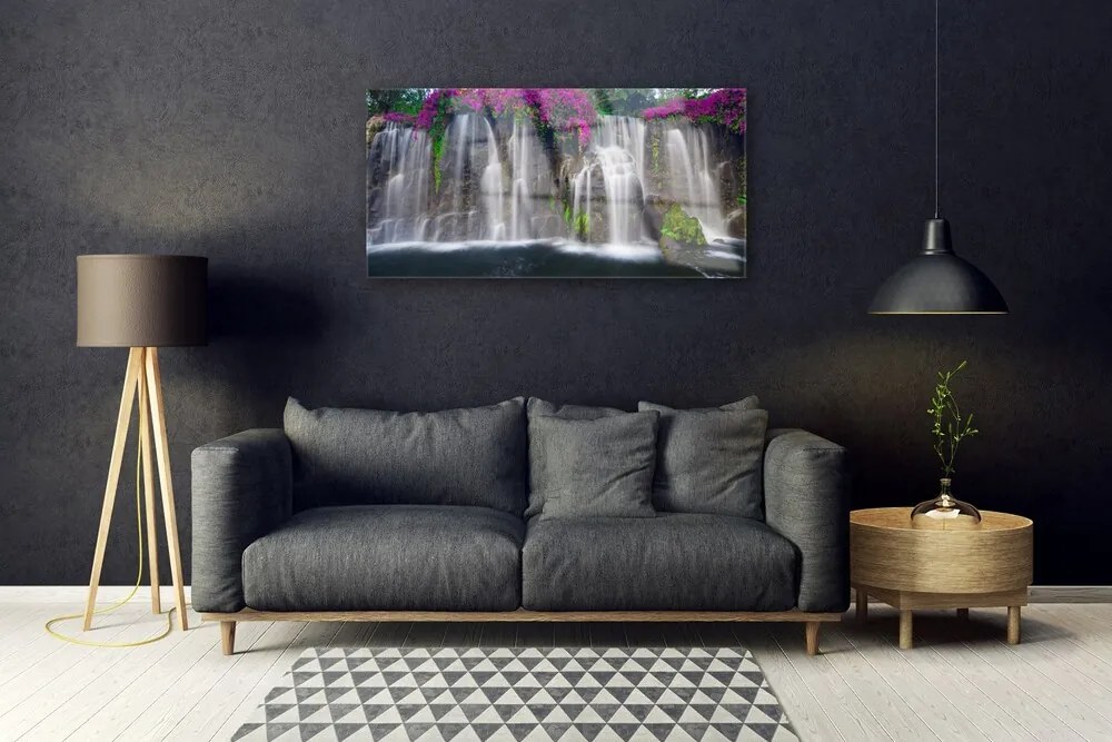Fali üvegkép vízesés Természet 100x50 cm
