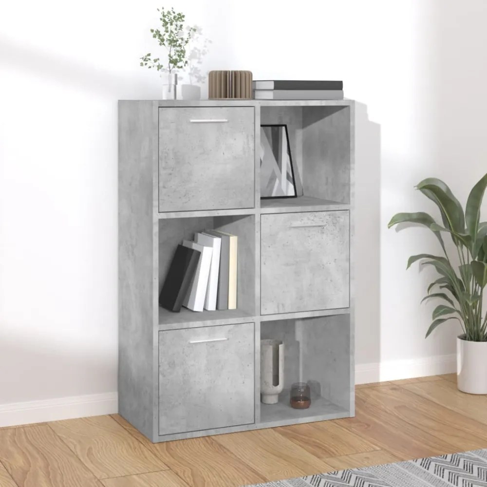 betonszürke szerelt fa tárolószekrény 60 x 29,5 x 90 cm