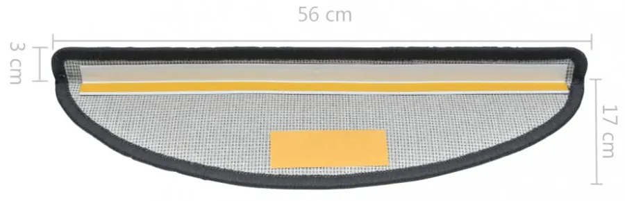 15 darab sötétszürke lépcsőszőnyeg 56 x 17 x 3 cm