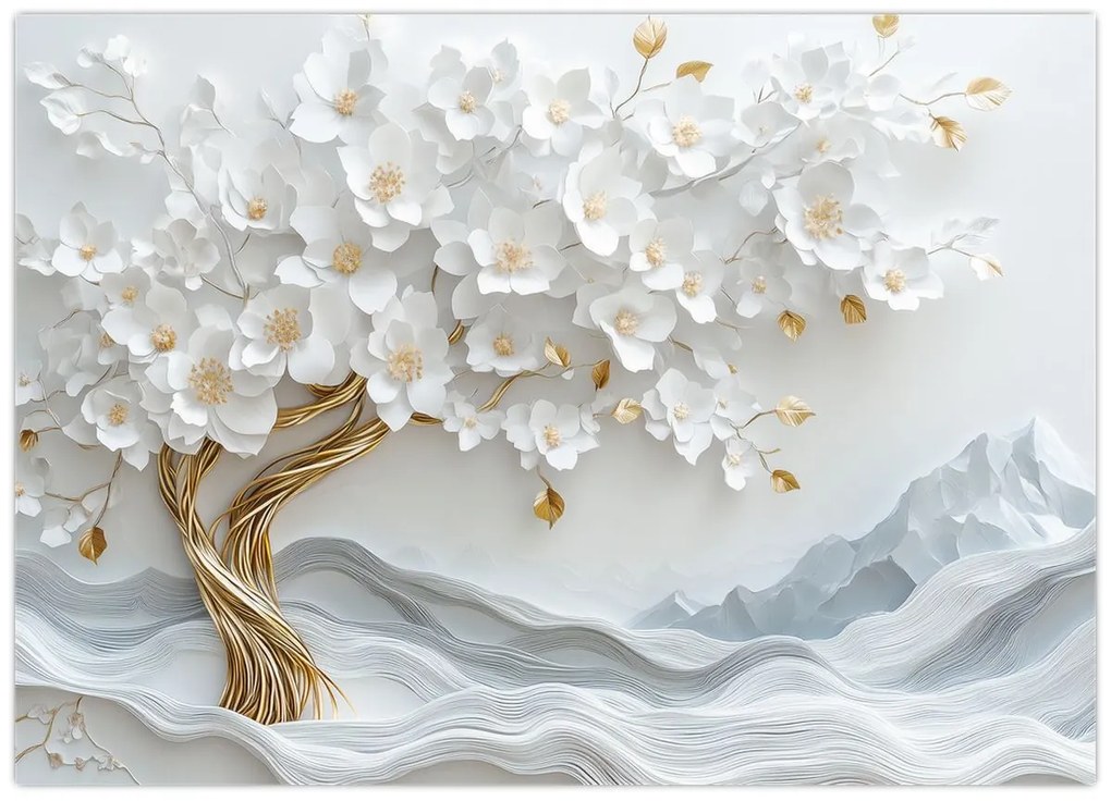 Üveg kép – 3D elegáns életfa (70x50 cm)