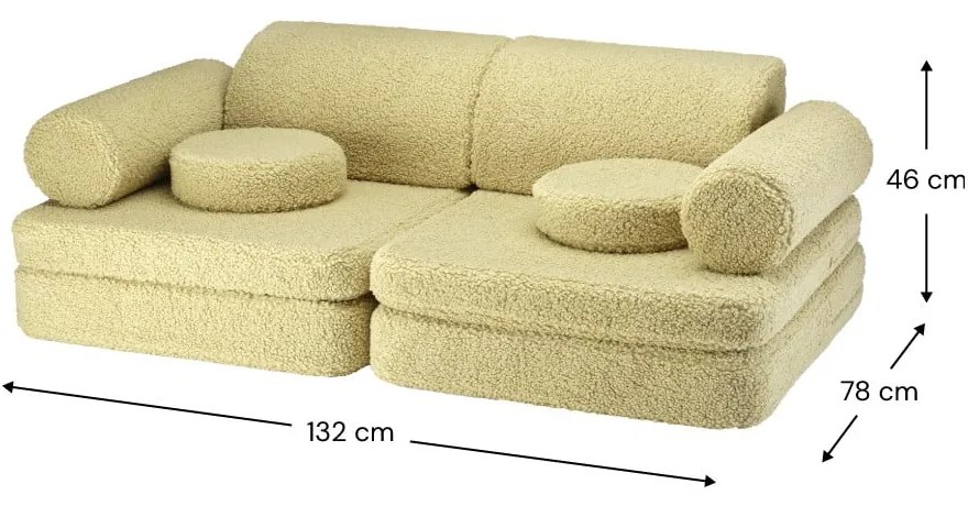 Zöld buklé gyerek kanapé 132 cm Settee – Wigiwama
