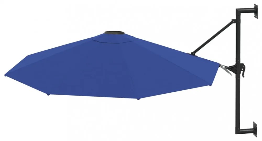 kék falra szerelhető napernyő fémrúddal 300 cm