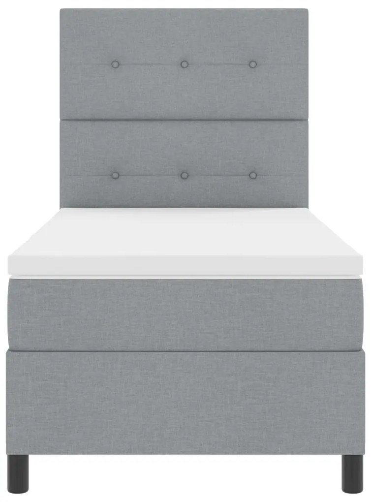 Box Spring Ágy Matrac Világosszürke 80x200 cm Szövet
