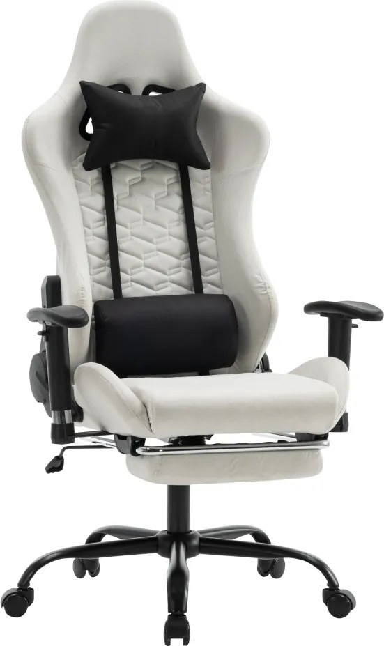 Irodai/gamer szék, fehér/fekete, teherbírás 150 kg, PAPIBAS