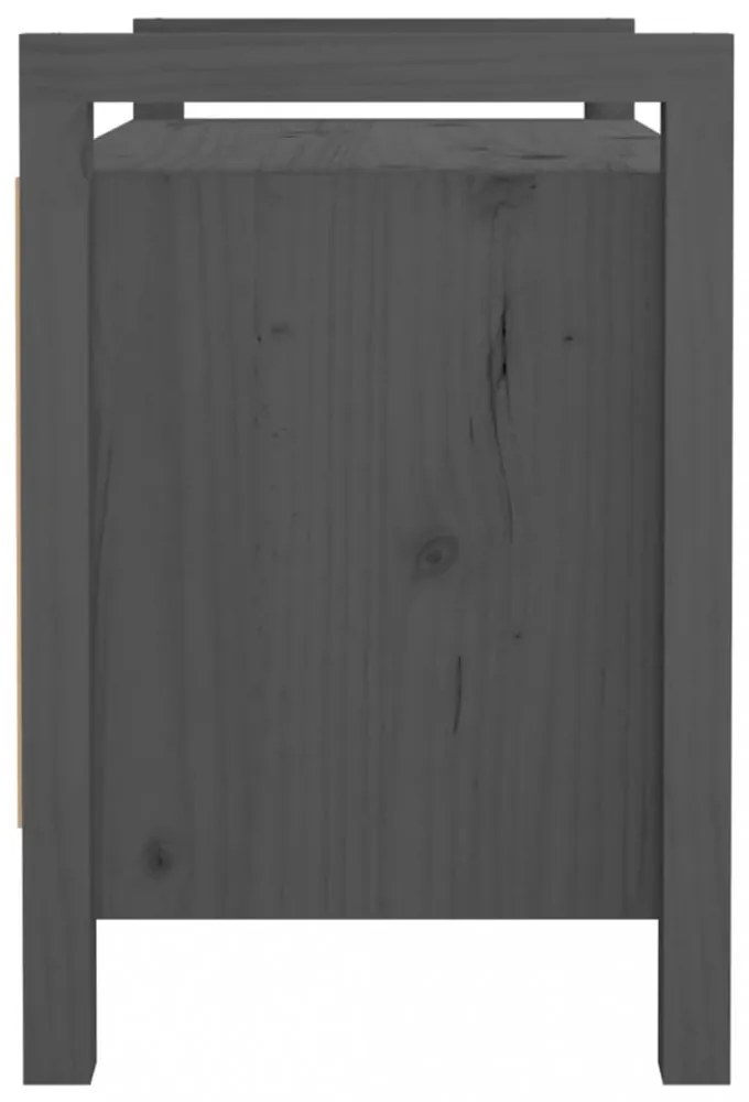 szürke tömör fenyőfa előszoba pad 80 x 40 x 60 cm
