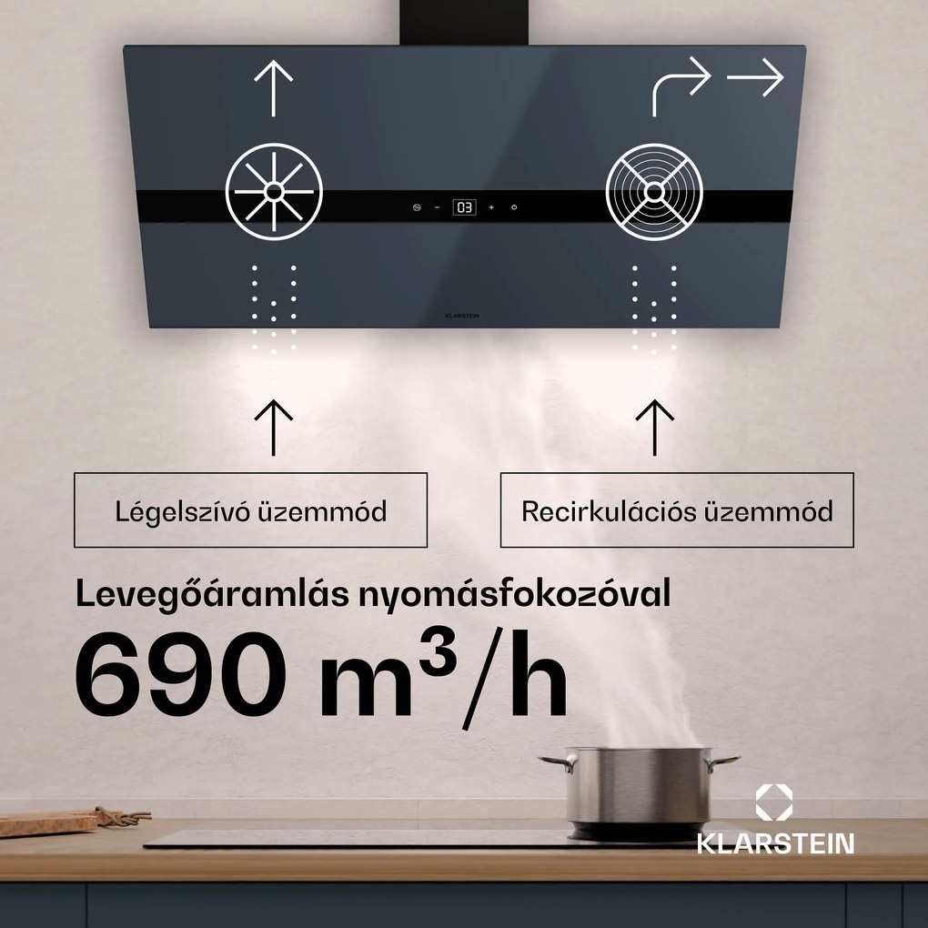 Klarstein WiFusion páraelszívó, WiFi, LED, 690 m³/h, A++