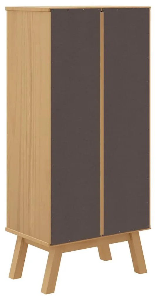 OLDEN barna tömör fenyőfa cipőszekrény 55 x 35 x 120 cm