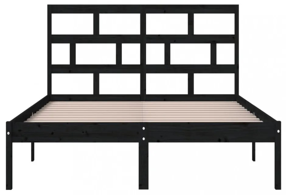 fekete tömör fa ágykeret 150 x 200 cm (King Size)
