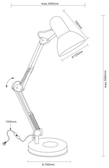 GLOBO 24880 - FAMOUS asztali lámpa 1xE27/40W