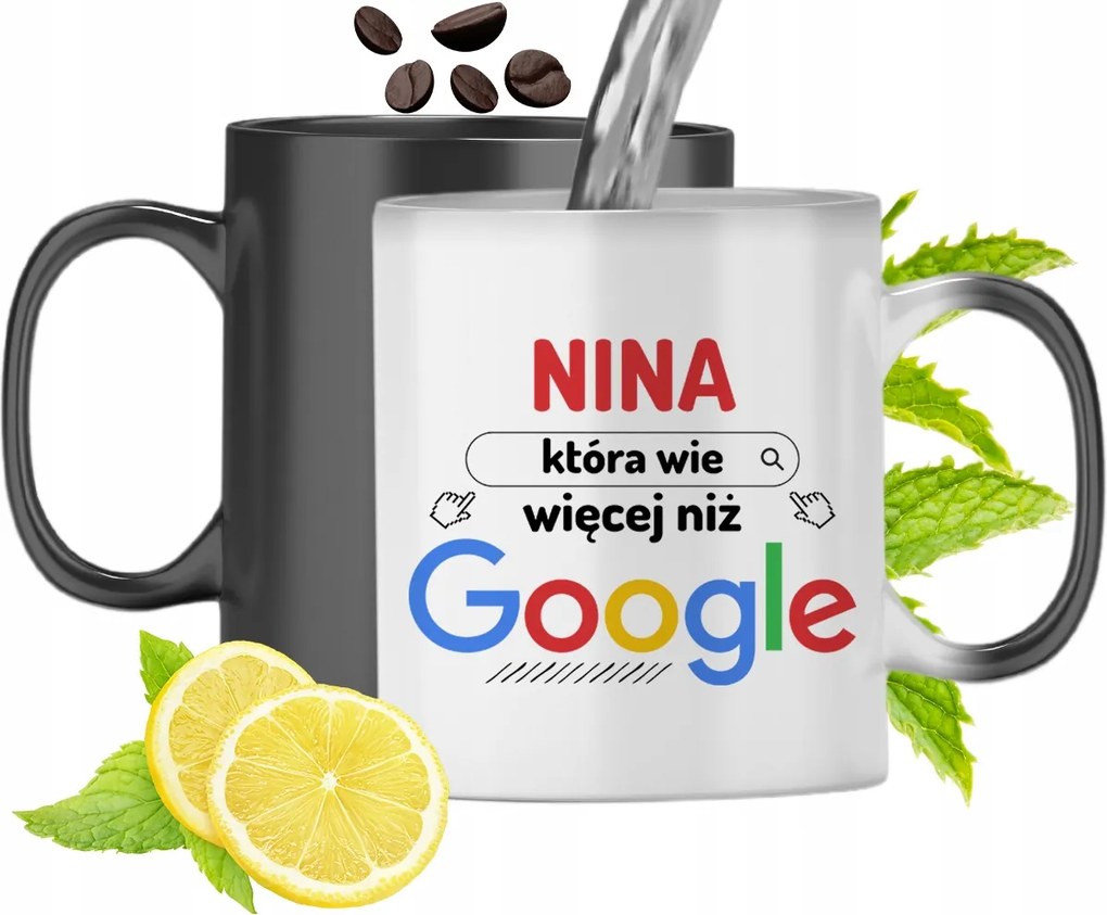 Mágikus Bögre Nina Fekete Színváltós, fényképes nyomattal