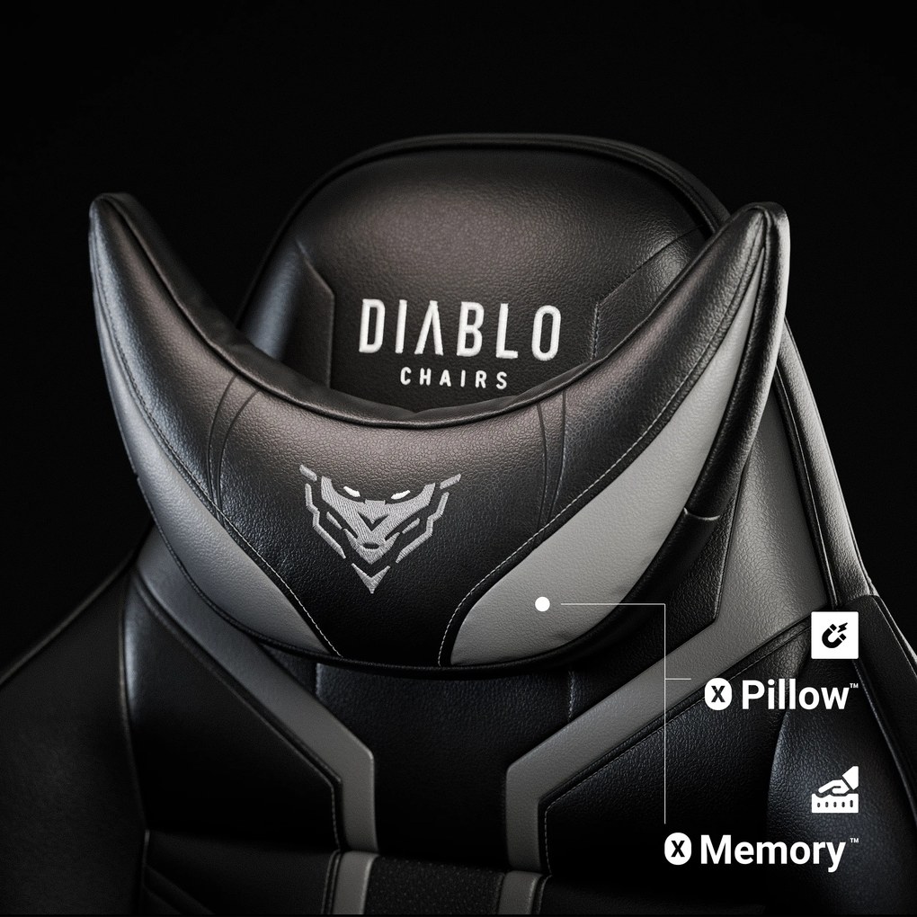 Gamer szék műbőr King Size, fekete-szürke: Diablo X-Ray 2.0