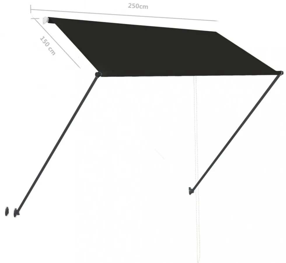 feltekerhető antracitszürke napellenző LED-del 250 x 150 cm