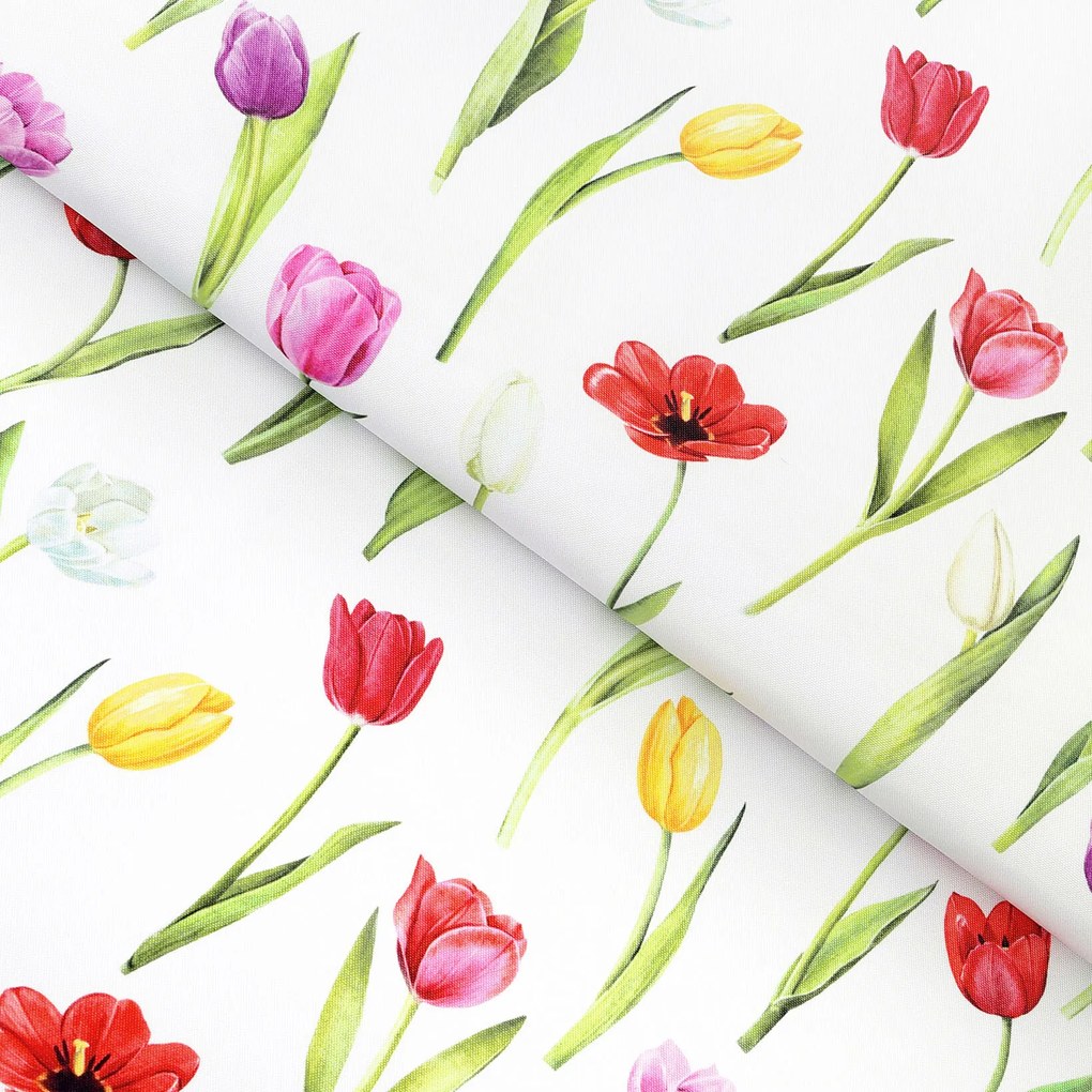 Goldea teflonos méteráru - színes tulipánok 160 cm