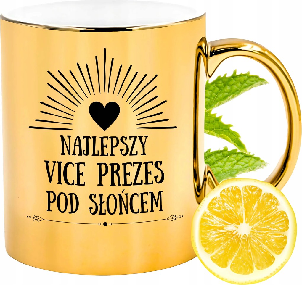 Arany csillogó bögre az elnökhelyettesnek ajándék fényképes nyomtatással