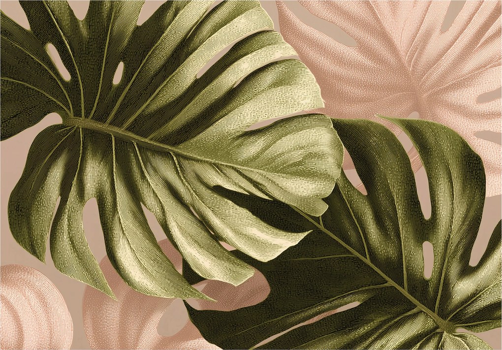 Fotótapéta Monster Levelek Zöld Hálószoba Nappali Tapéta Flizelina 150x105