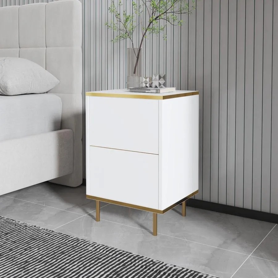Éjjeliszekrény Imaj - White, Gold
