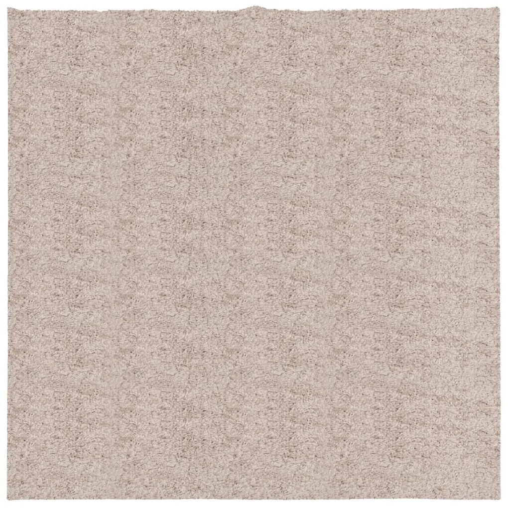 PAMPLONA bézs magas szálú bolyhos modern szőnyeg 160 x 160 cm