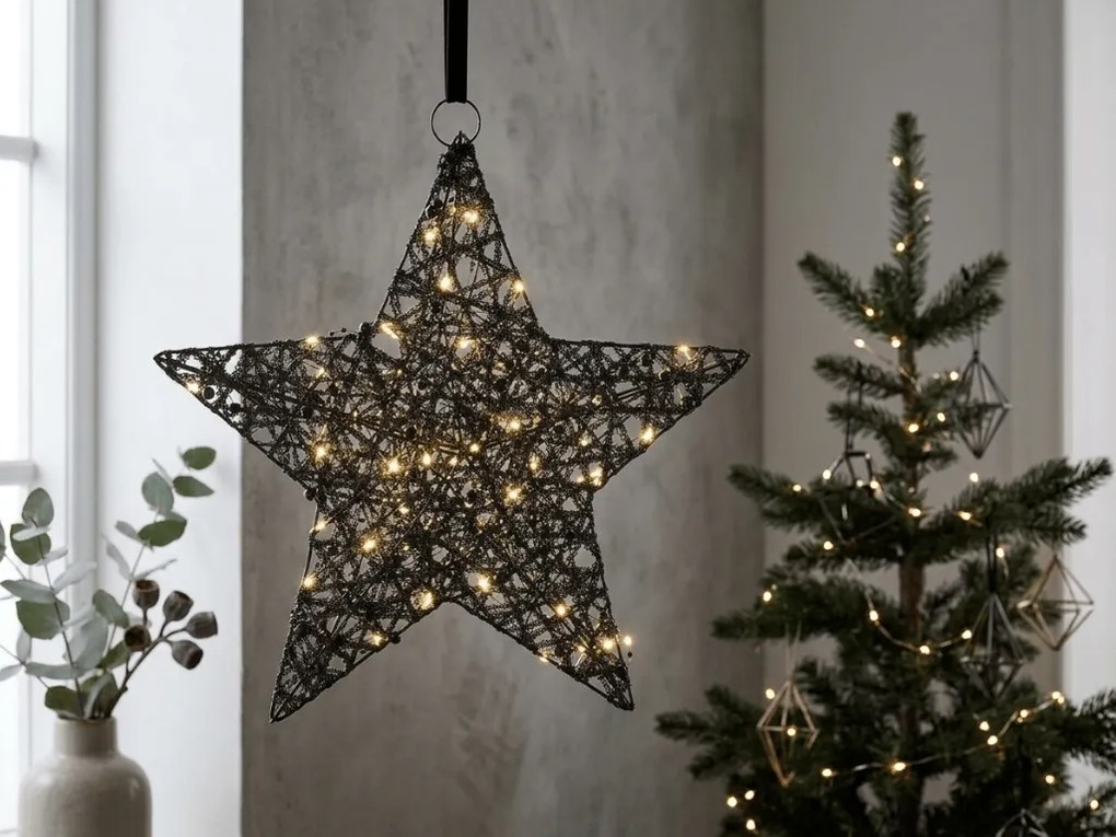 Karácsonyi dekoráció csillag STARIELLE LED világítással 40 cm, fekete