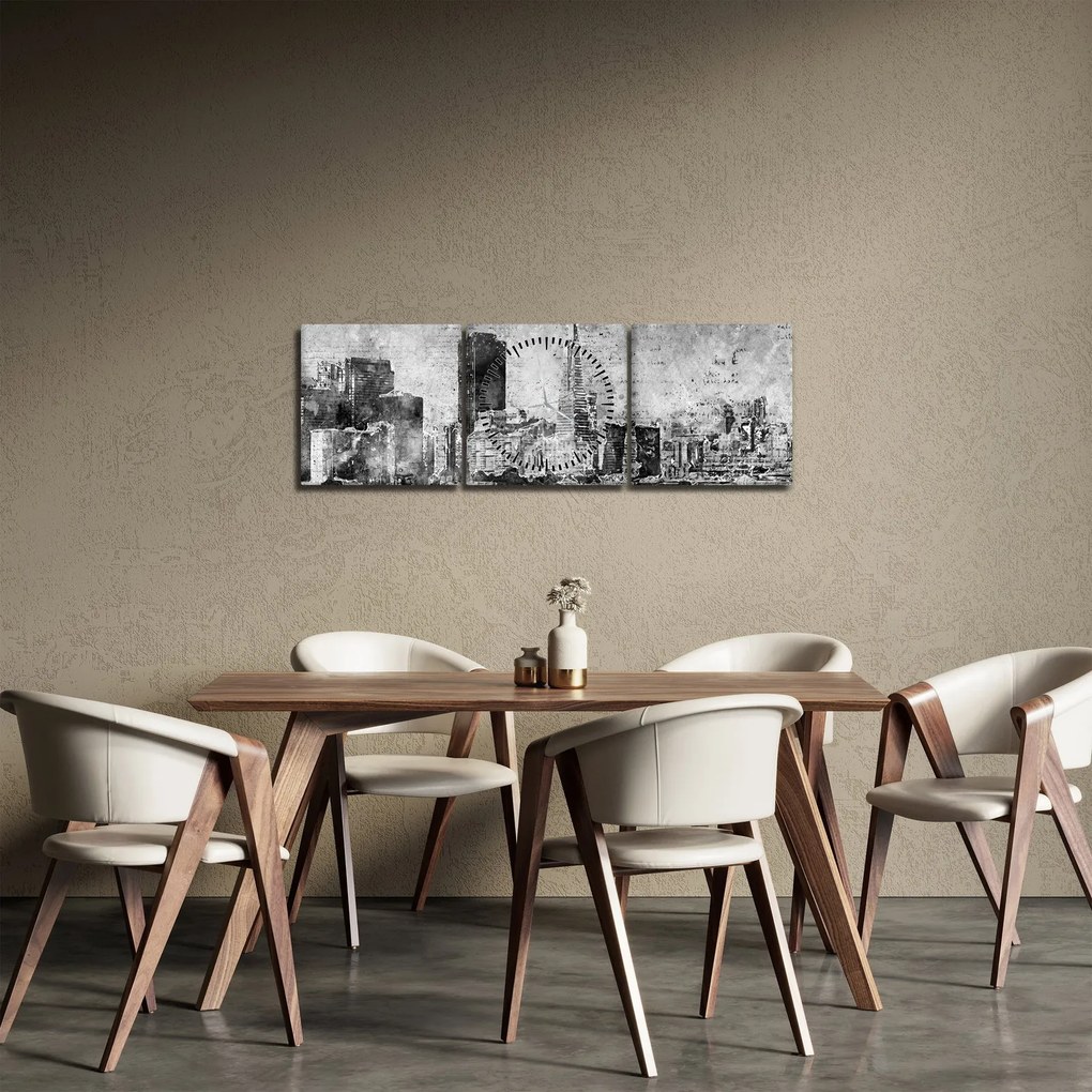 Kép - Kávé művészeti város (órával) (90x30 cm)