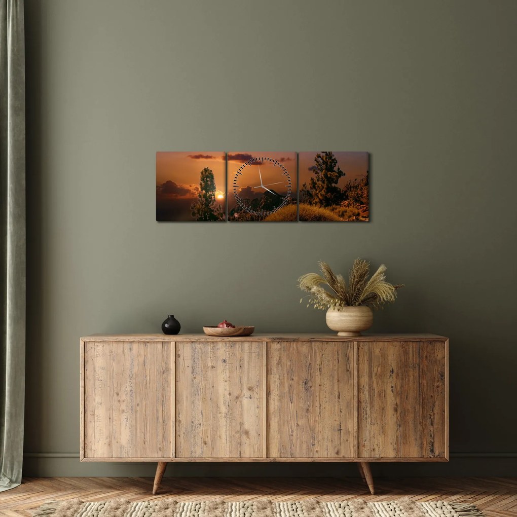 Természet képe naplementekor (órával) (90x30 cm)