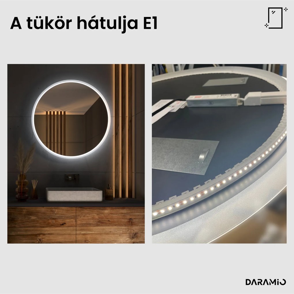 Kerek tükör LED világítással E1