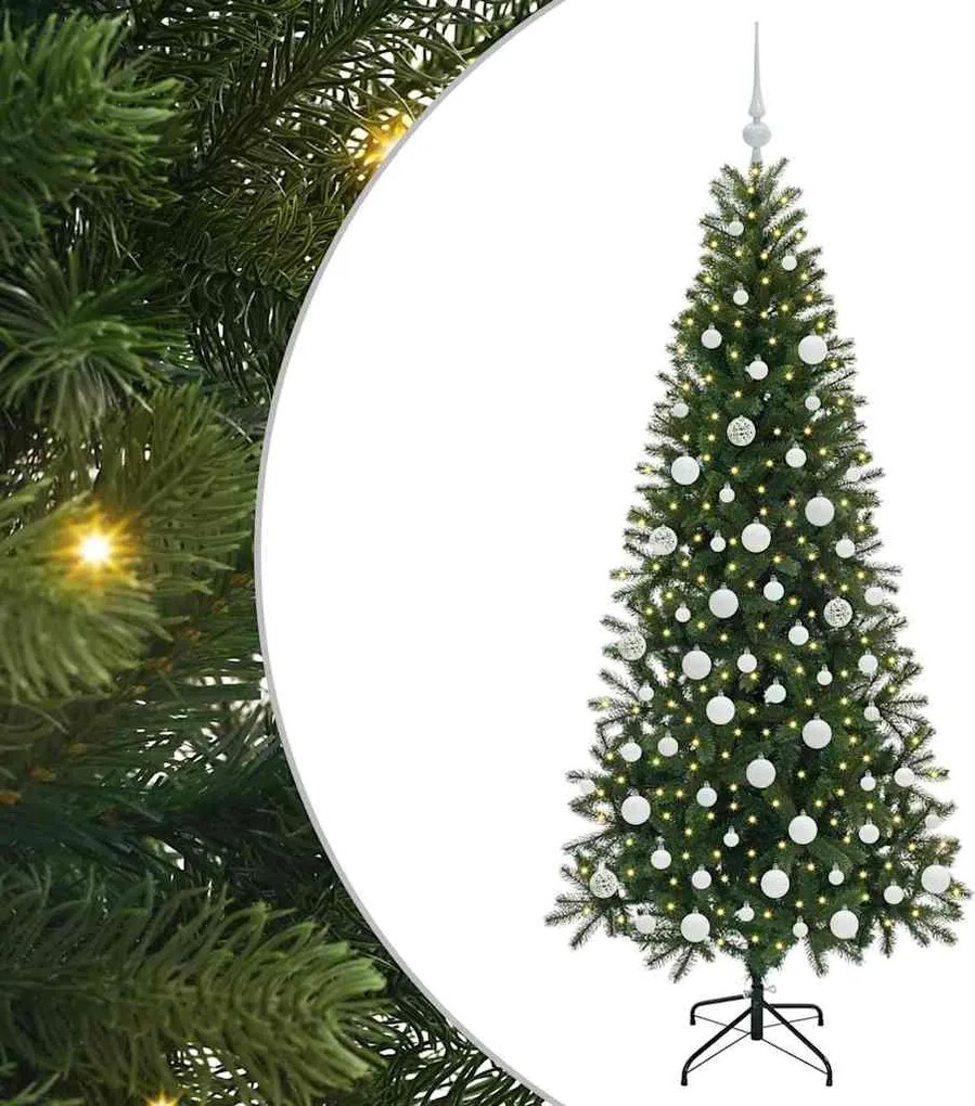 vidaXL Mű karácsonyfa 300 LED-del állvánnyal Zöld 180 cm PE és PVC