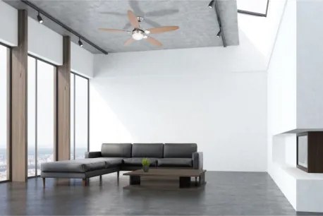 Globo 0308 Mennyezeti ventilátor króm,matt króm test, bükk,grafitszürke MDF lapát, üveg búra, 1X60W E14, 50Hz, 3 fokozatú, 2 irányú forgás,láncos húzókapcsolóval