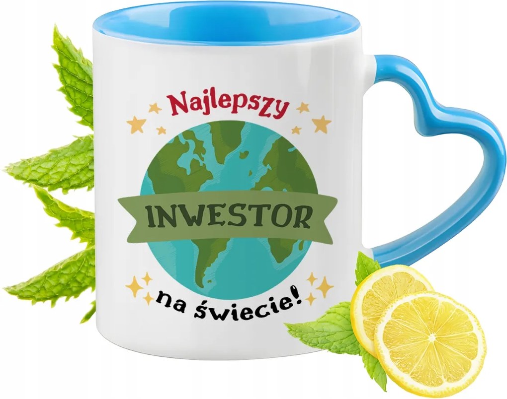 Befektetőnek Kék Bögre Szív Alakú Füllel Ajándék