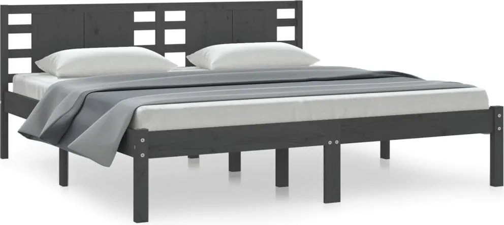 vidaXL szürke tömör fenyőfa ágykeret 200x200 cm
