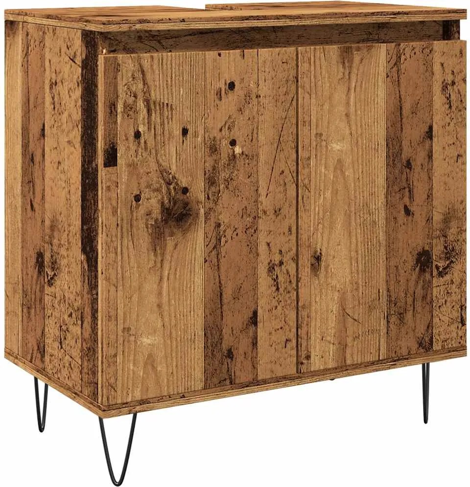 vidaXL antik fa színű szerelt fa fürdőszobaszekrény 58 x 33 x 60 cm