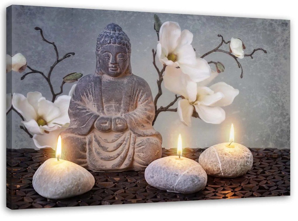 Gario Vászonkép Buddha és gyertyák Méret: 100 x 70 cm, Kivitelezés: Vászonkép
