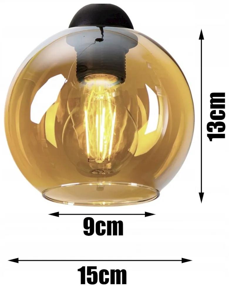 Glimex Orb üvegbúrás mennyezeti lámpa méz színben 3xE27