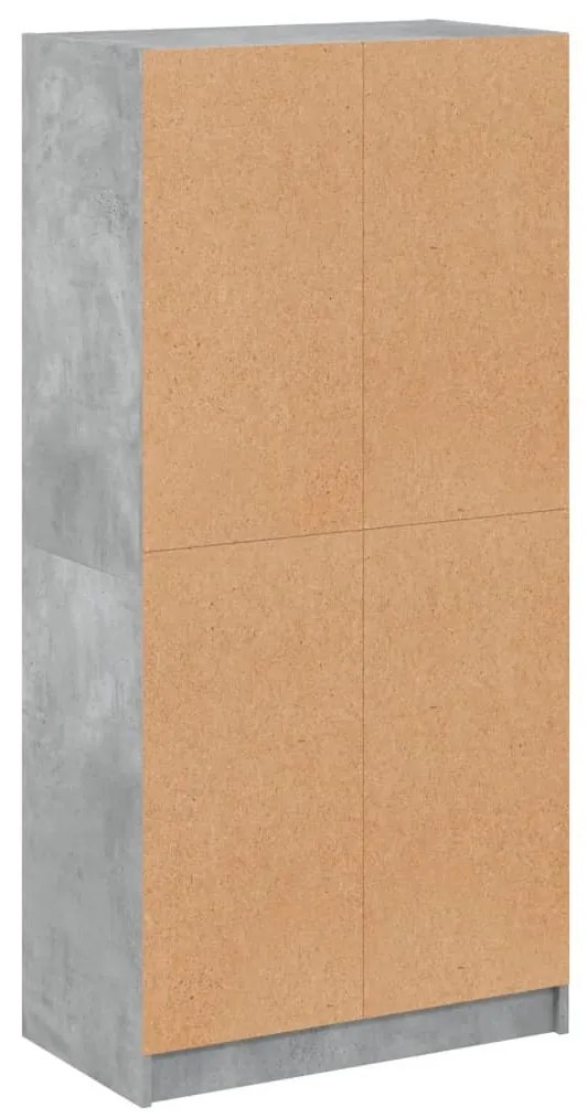 betonszürke szerelt fa magasszekrény ajtókkal 68x37x142 cm