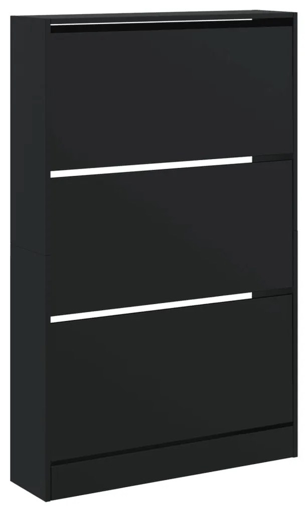 fekete szerelt fa cipőszekrény 80 x 21 x 125,5 cm