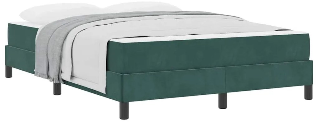 Boxspring ágy matraccal Sötétzöld 160 x 200 cm Bársony