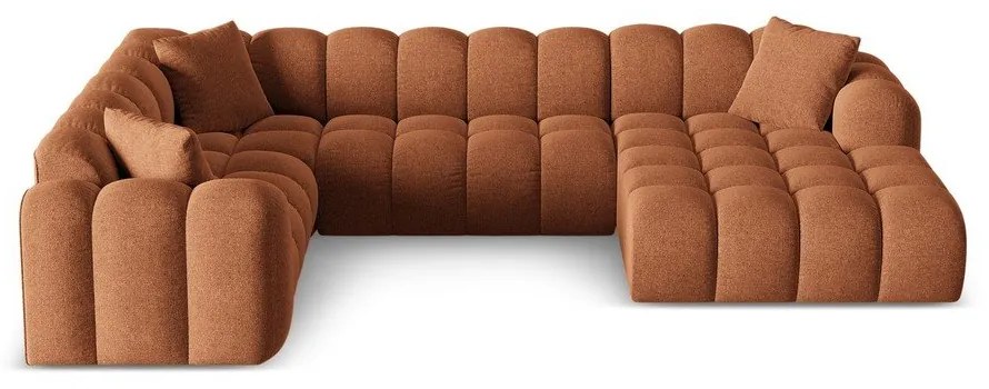 Terrakotta színű zsenília sarokkanapé (bal oldali-U alakú) Treno – Cosmopolitan Design