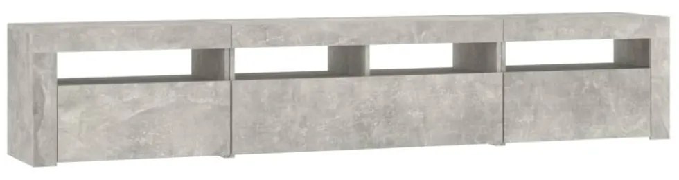 betonszürke TV-szekrény LED lámpákkal 210x35x40 cm