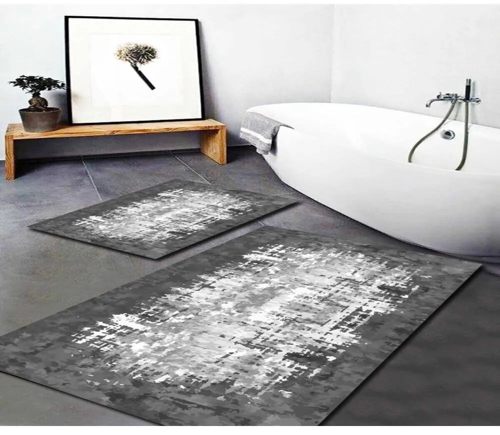 Fehér-szürke fürdőszobai kilépő szett 2 db-os 60x100 cm Modern – Mila Home